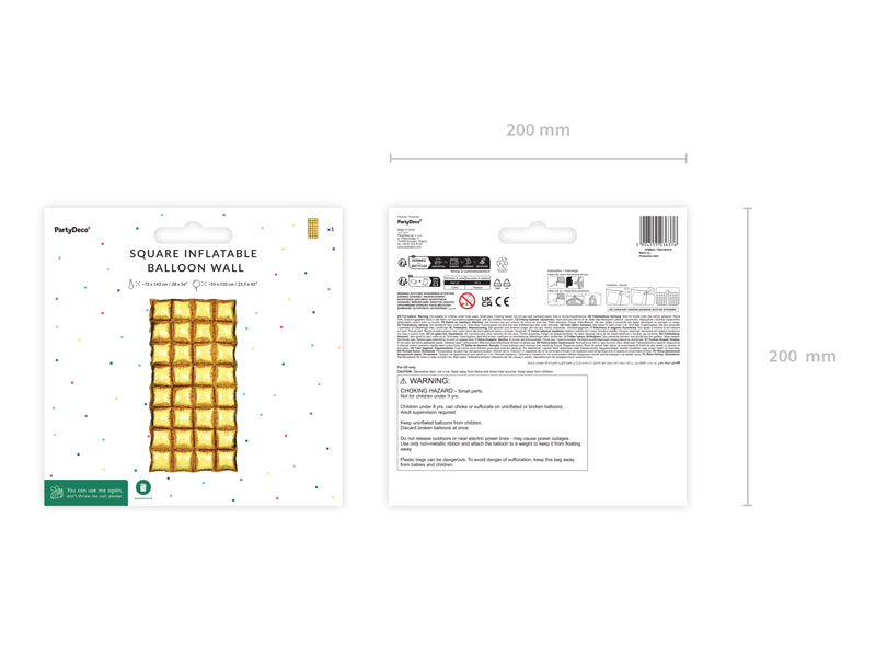 Folieballon Backdrop, Guld 72x143 cm