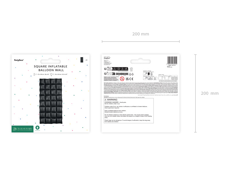 Folieballon Backdrop, Sort 72x143 cm