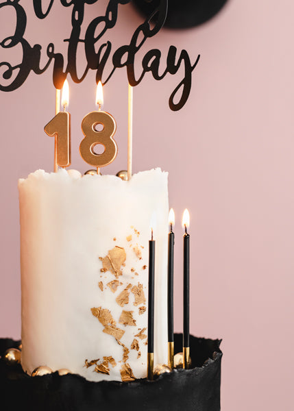 Fødselsdagslys, Sort 14 cm | 12 stk.