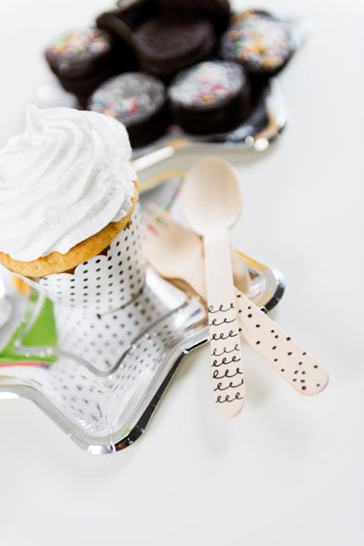 Træbestik, Natur med sort design 16 cm | 18 stk.