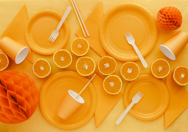 Paptallerkner, Orange 18 cm | 6 stk.